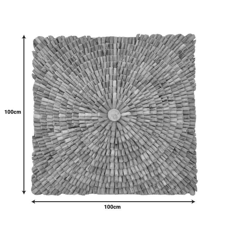 Decoratiune perete Wallen lemn tec nuanta naturala 100x100x5 cm - 1 | YEO