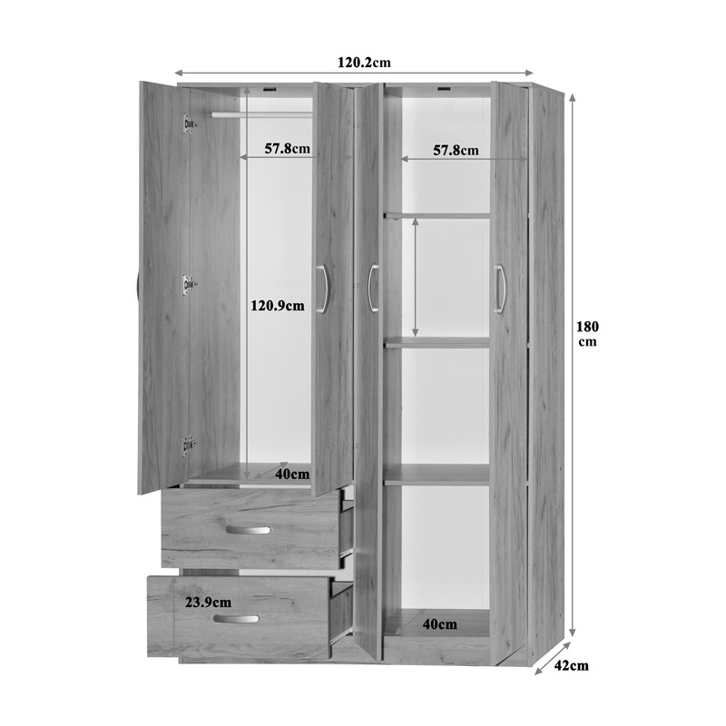 Dulap 4 usi cu 2 sertare Zelia Maro 120x42x180 cm