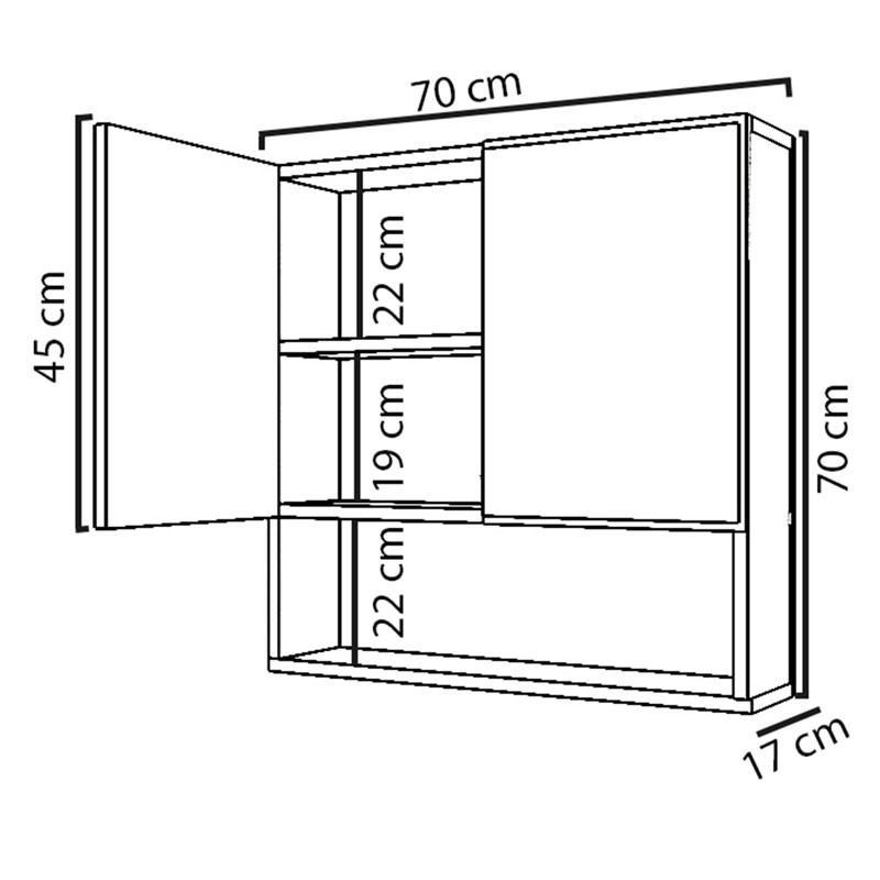 Dulap baie cu oglinda Zante alb 70x17x70cm - 4 | YEO