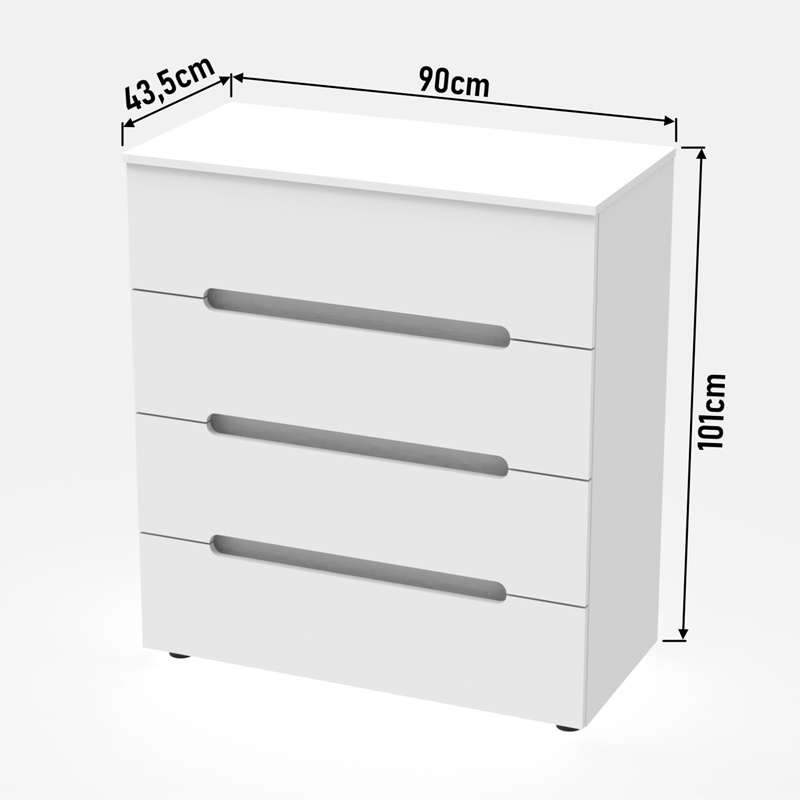 Dulap cu sertare Afina Pako World Alb 90x44x101 cm