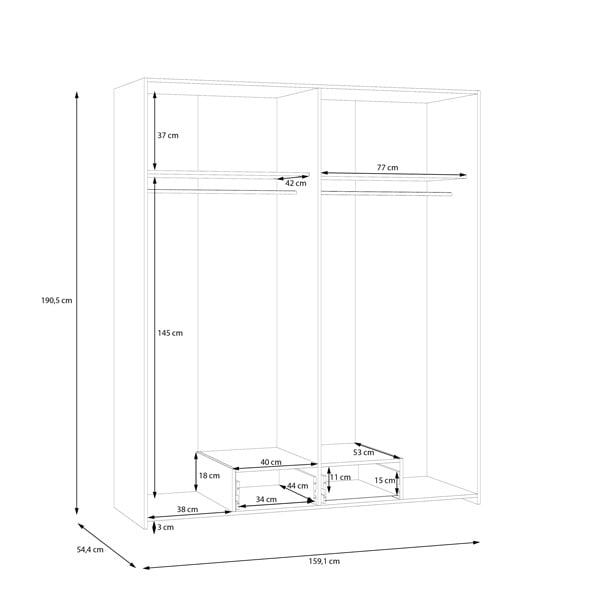 Dulap dormitor Generale Pako World Alb 159x54.5x190.5 cm