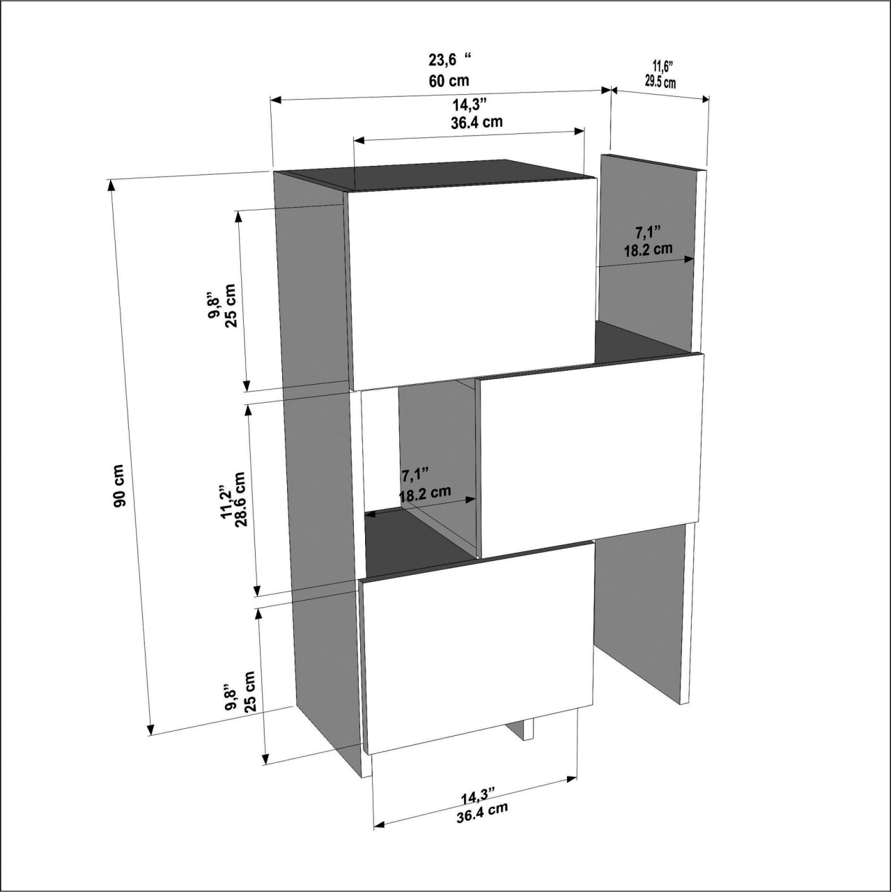 Dulap multifuncțional Anna Alb 65x89.8x31.5 cm