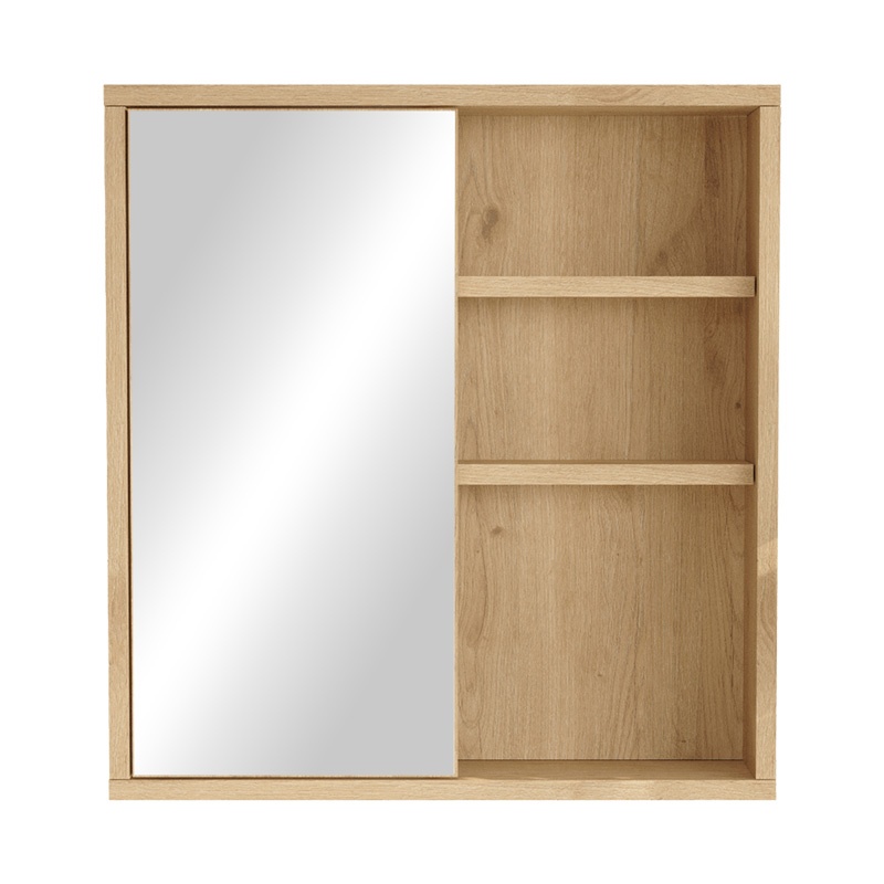 Dulap pentru baie cu oglinda Bagno, Pako World, Natural, 60x14x63 cm