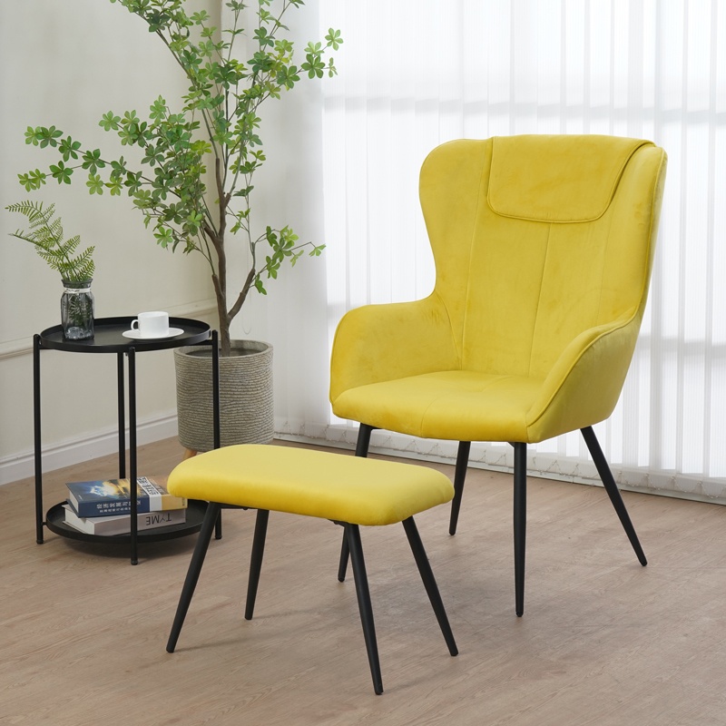 Fotoliu cu taburet Rueda, Pako World, Galben, 71x66x99 cm - 1 | YEO