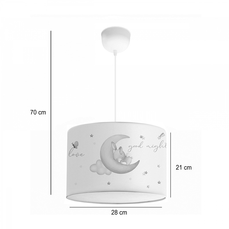Lampa pentru copii Gary, Pako World, Multicolor-Alb, 24x24x21 cm