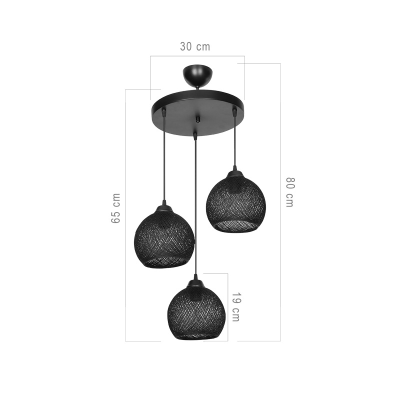 Lampa PWL-0973, Pako World, E27, Negru, 35x35x18 cm