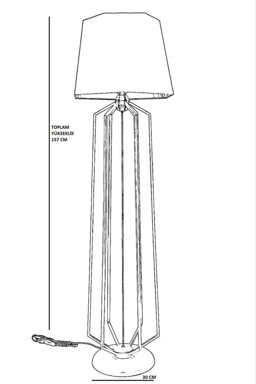 Lampadar Alba Eskitme Lambader Altıgen Siyah Abajurlu Negru - 2 | YEO