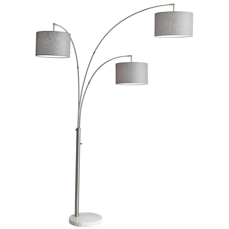 Lampadar Metalic reglabil PWL-0939, E27, gri-argintiu, 30x135x208 cm