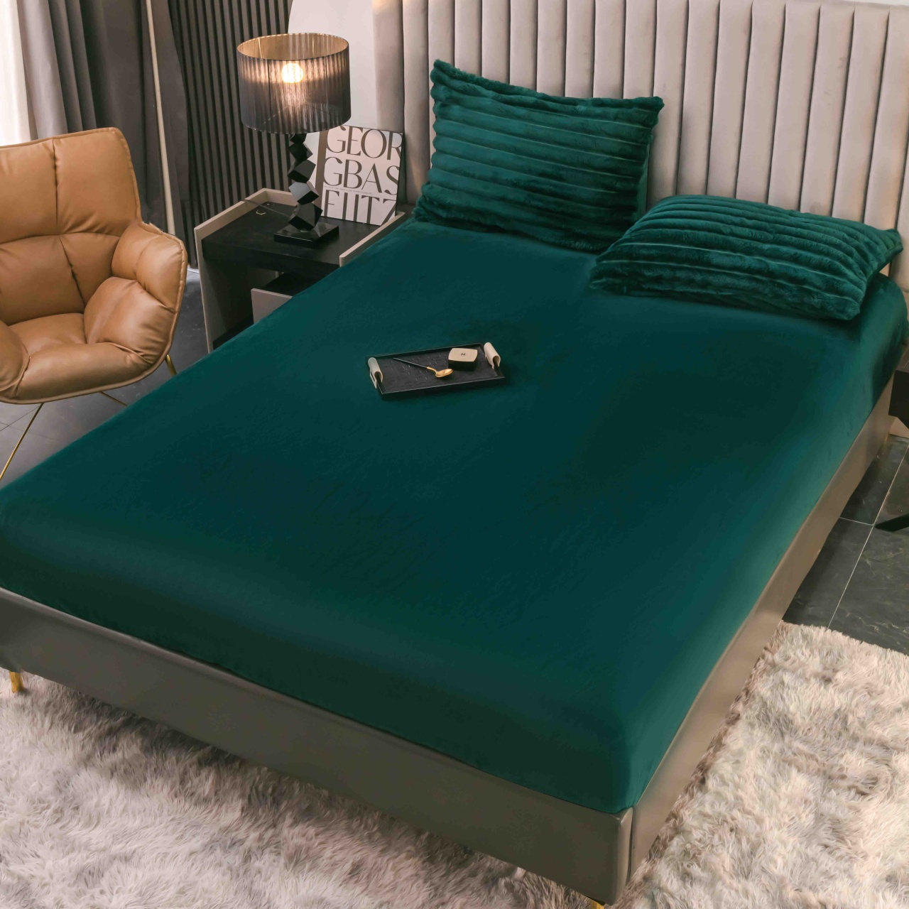 Lenjerie cocolino cu elastic 180x200 Liny V3 Verde inchis (Cocolino) - 2 | YEO