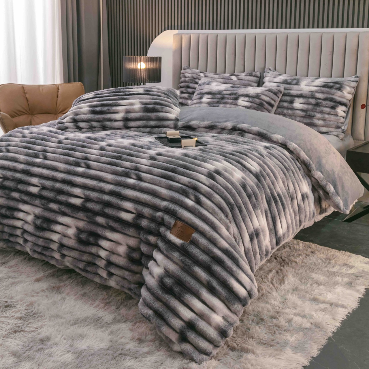 Lenjerie cocolino cu elastic 180x200 Liny V4 Marmura Gri (Cocolino) - 1 | YEO
