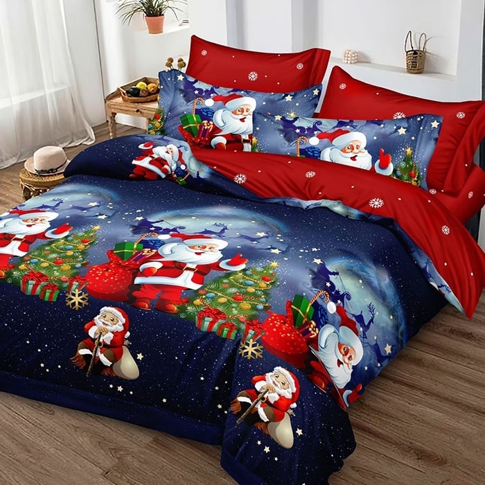 Lenjerie Craciun cu Elastic 180x200 Noel V63 6 Piese (Finet)