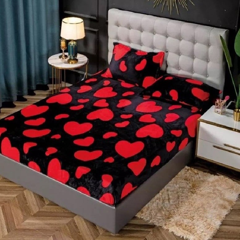 Lenjerie cu elastic 180x200 Black Heart (Cocolino) - 2 | YEO