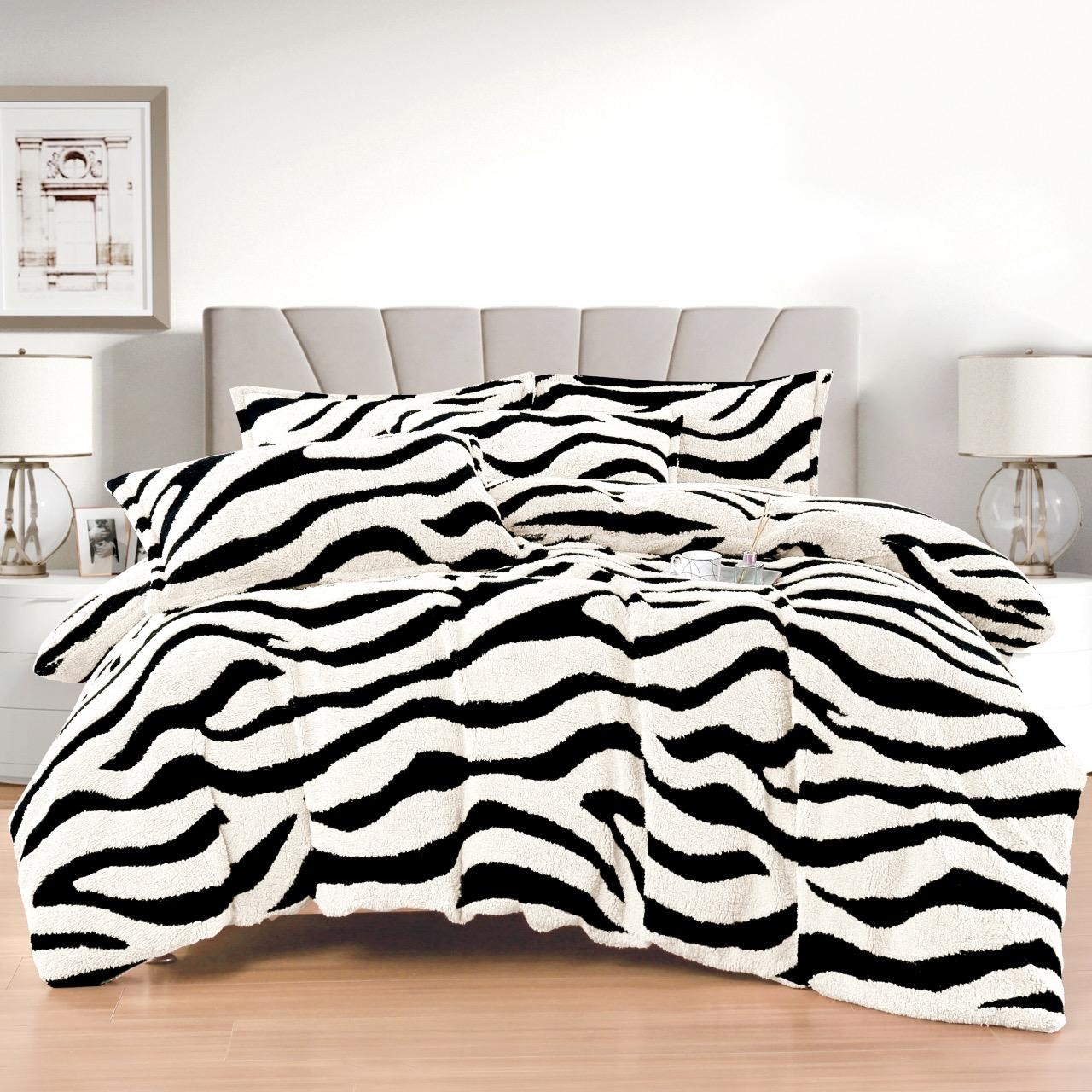 Lenjerie Zebra V109 cu elastic 180x200 cm, 4 Piese (Cocolino)
