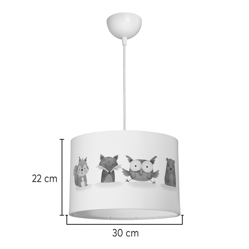 Lustra copii cu animale, Wooda, Pako, Alb 30x30x20 cm - 4