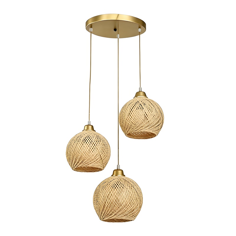 Lustra cu 3 lumini, Denma, Pako, Auriu 40x40x120 cm - 2