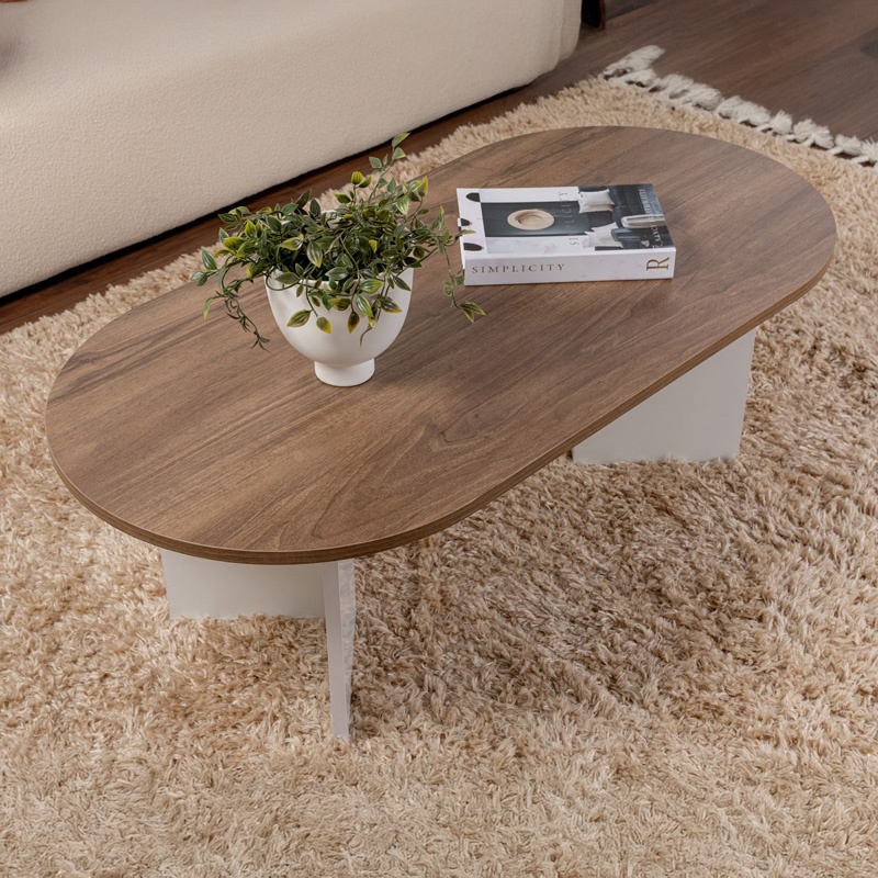 Masa de cafea Tabletod, Pako World, Nuc-Alb, 119x60x40 cm - 2 | YEO