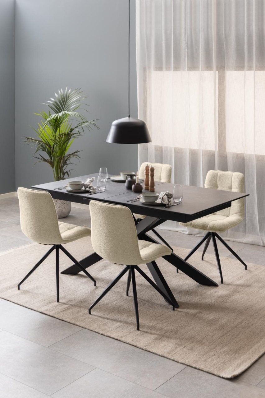 Masa dining Irwine, Negru, 76x210x90 cm