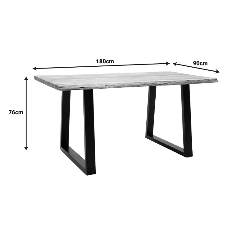 Masa Miles Slim Boho, Pako World, Lemn de salcam, Natural, 180x90x76 cm
