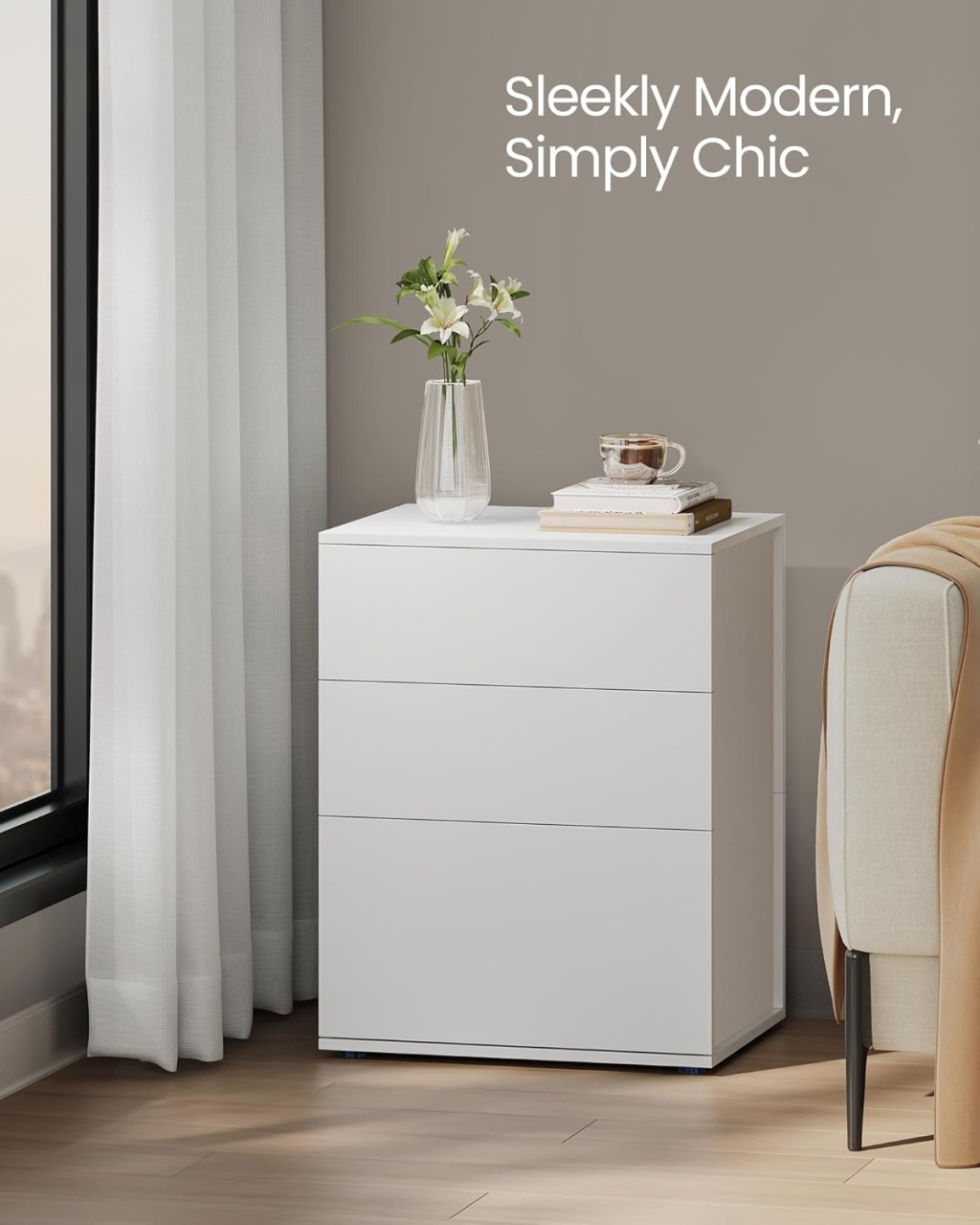 Noptiera Vasagle Alb 45x35x58.7 cm - 5 | YEO