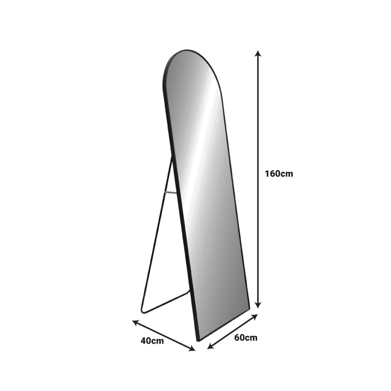 Oglinda Lorens I, Pako World, Aluminiu, Negru, 60x40x160 cm