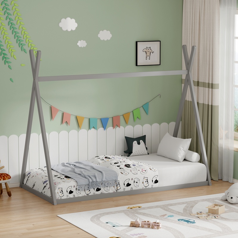Pat pentru copii Lilly, Pako World, Gri, 90x190 cm - 1 | YEO