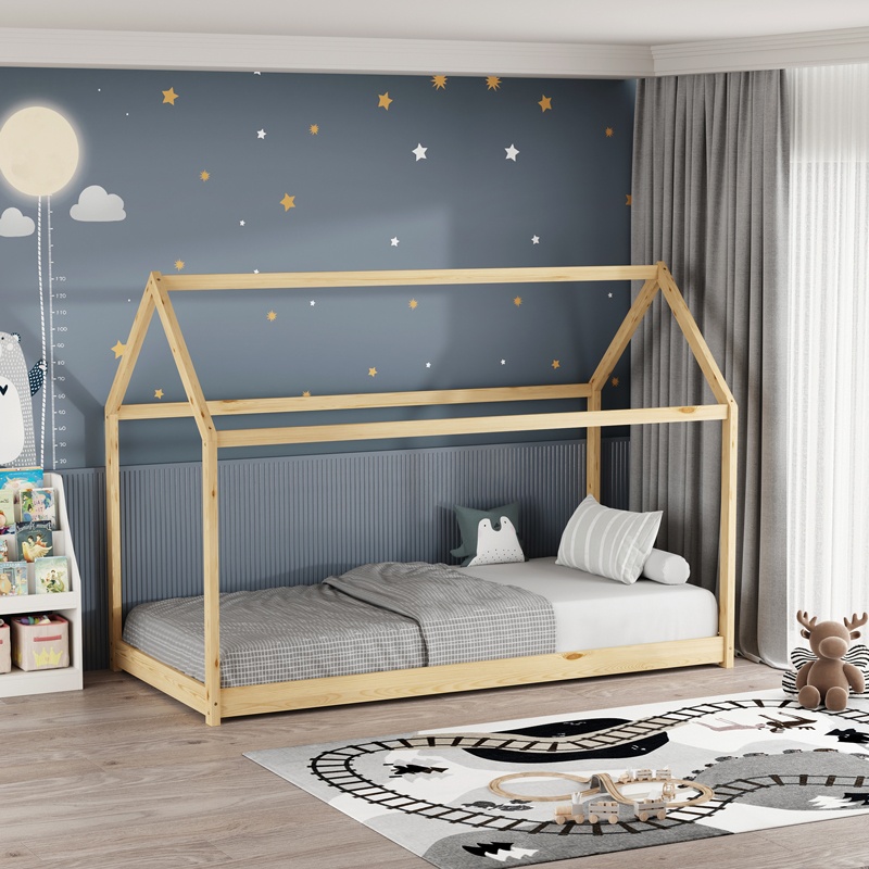 Pat pentru copii Nino Montessori, Pako World, Natural, 90x190 cm - 1 | YEO