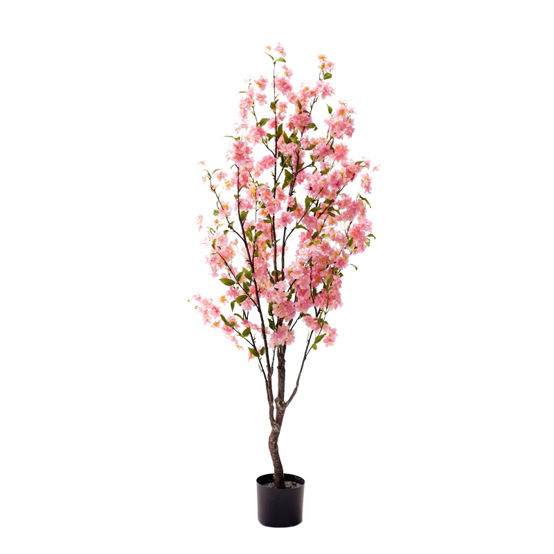 Planta decorativa Floare de piersici in ghiveci roz plastic PP H140 cm