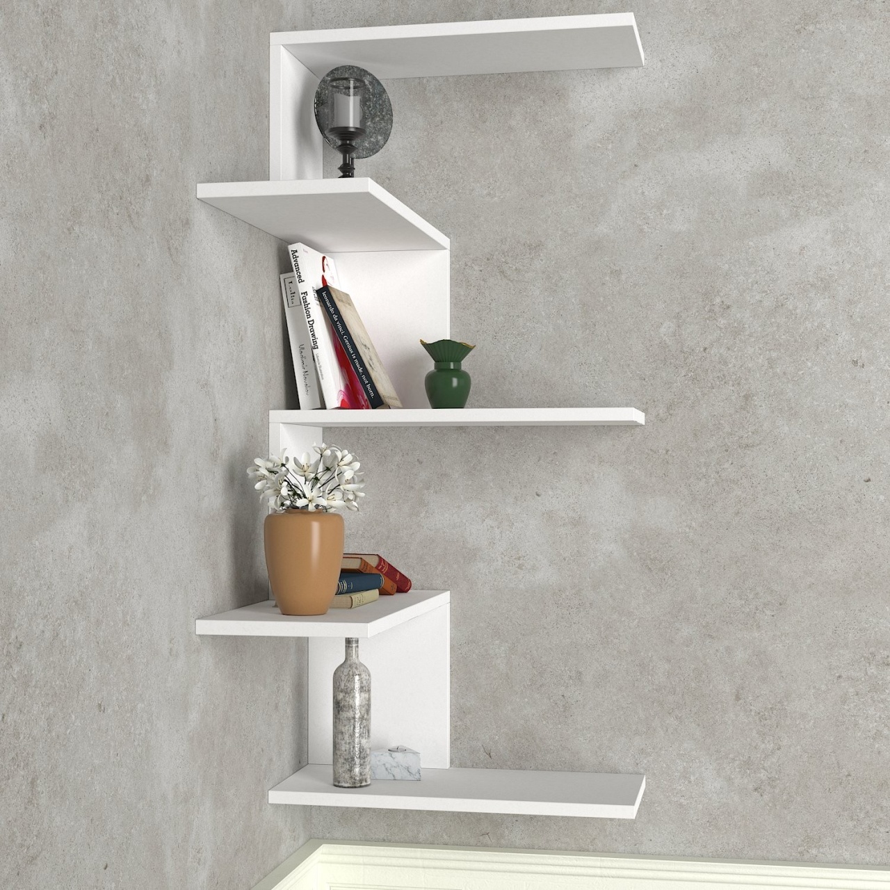 Raft de colt Caniko Alb 51.5x109x29.6 cm - 2 | YEO