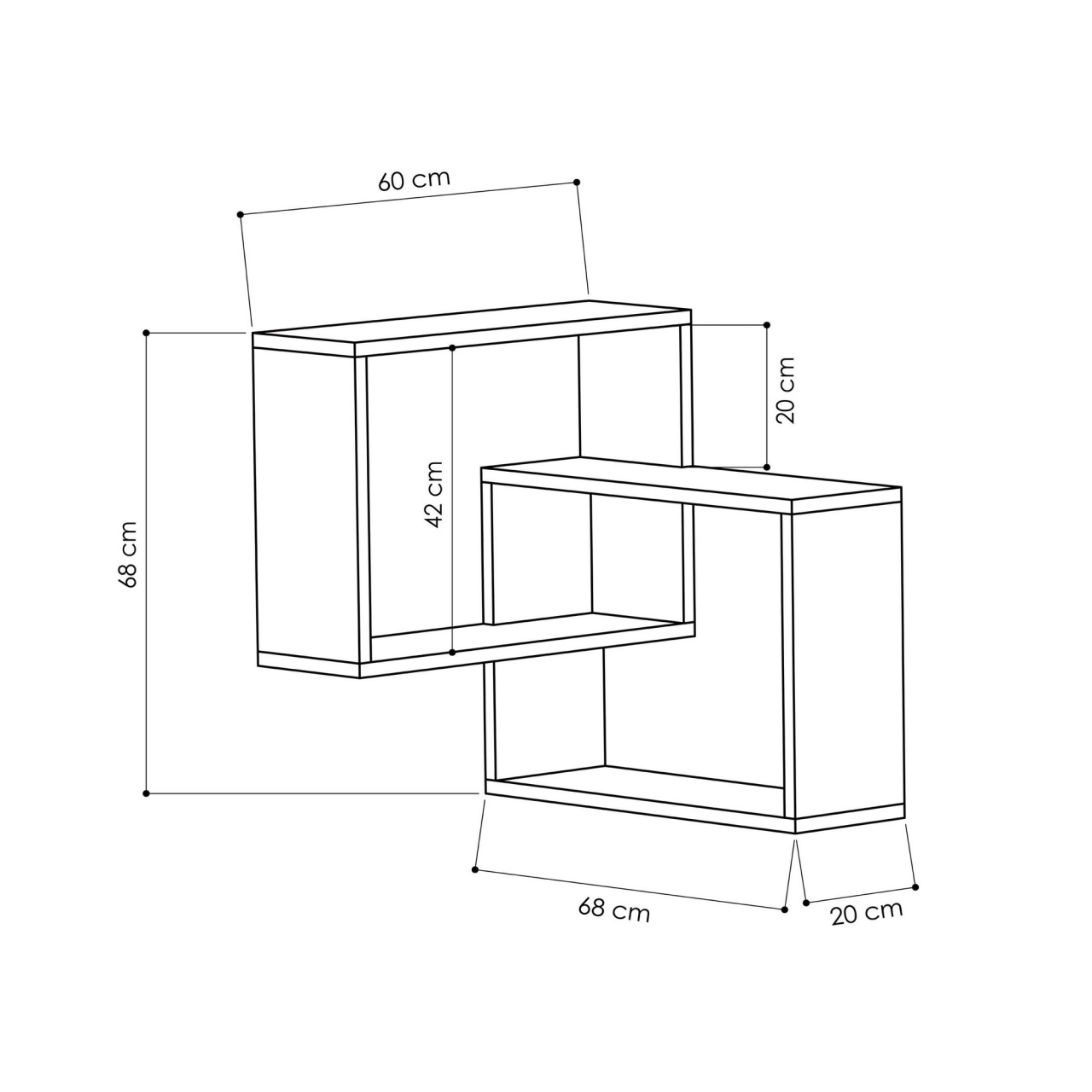 Raft de colt Ring Alb 68x68x60 cm - 2 | YEO