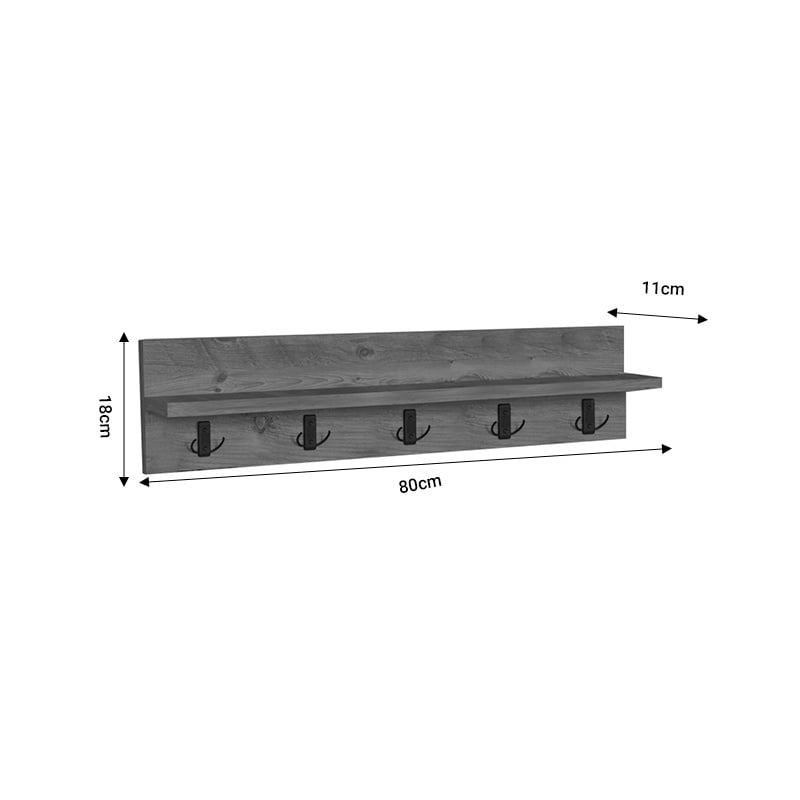 Raft de perete Esform melamina stejar 80x11x18 cm - 3 | YEO