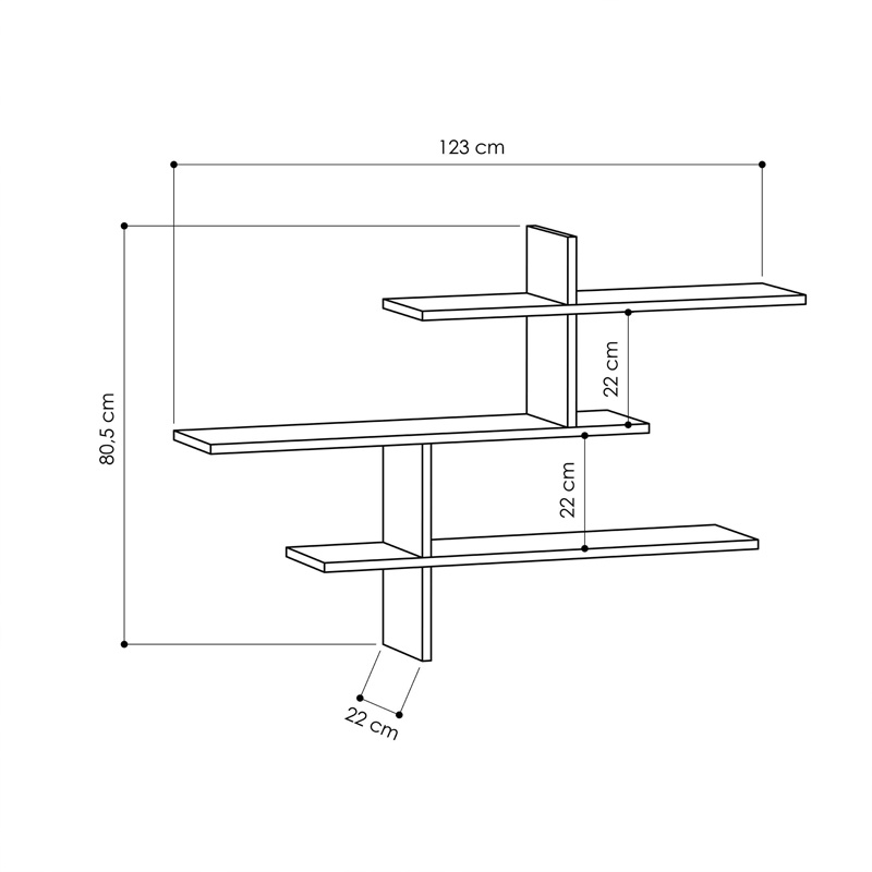 Raft de perete Leona melamina culoare stejar 123x22x81 cm - 2 | YEO