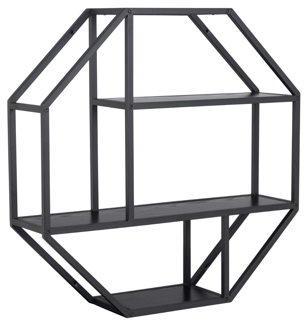 Raft de perete Seaford, Negru, 77x77x20 cm - Imagine 3