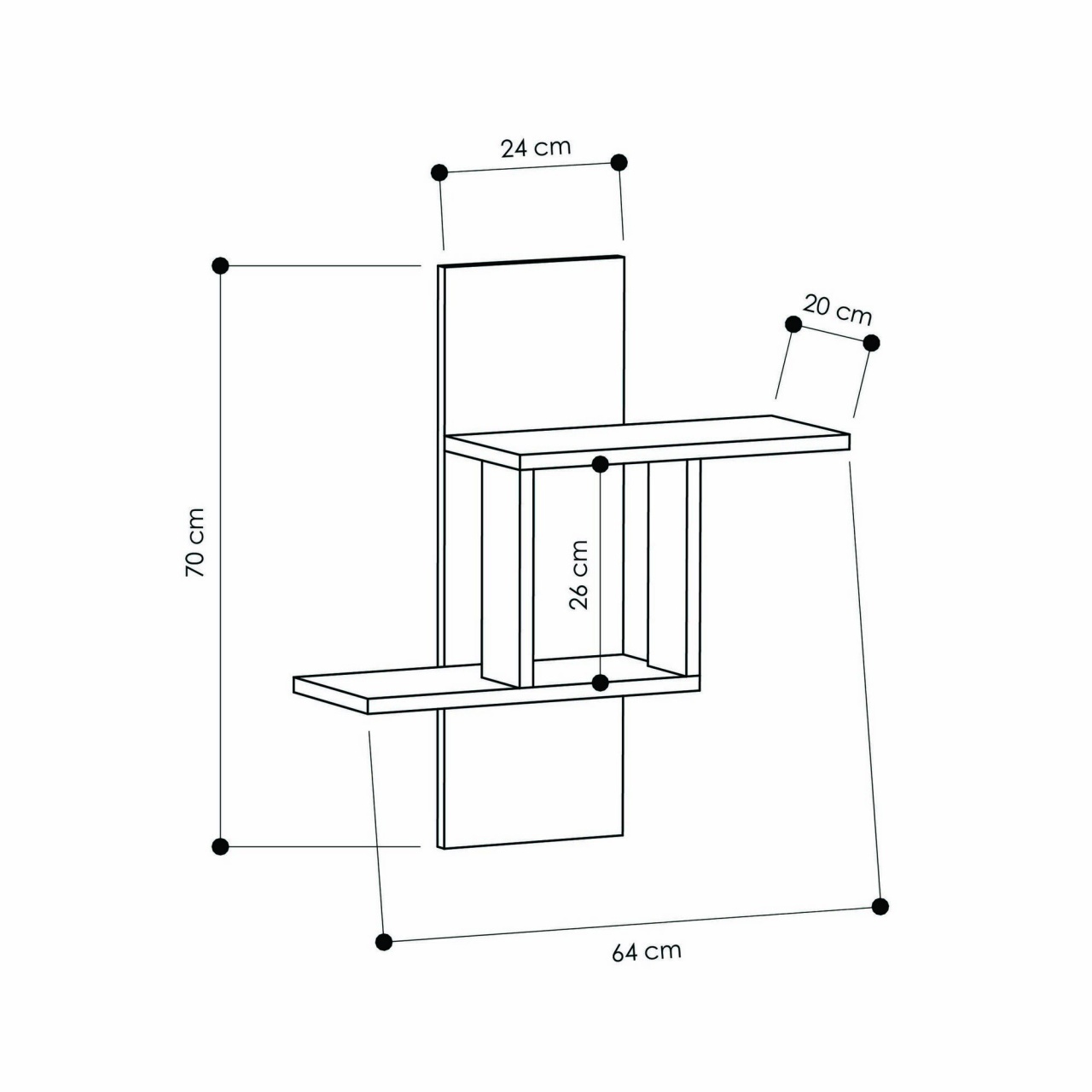 Raft Mill Stejar 64x70x20 cm - 2 | YEO