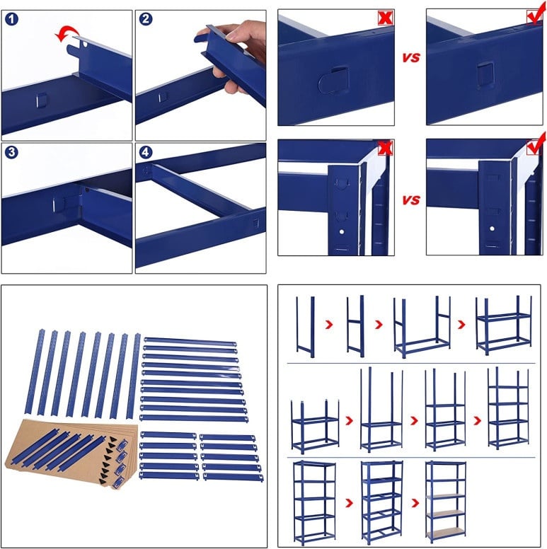 Raft Songmics, 5 rafturi, 180 x 90 x 40 cm, Albastru, GLR40Q - 3 | YEO