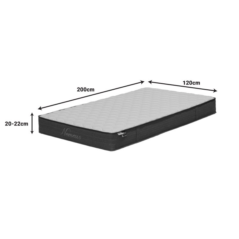 Saltea cu arcuri buzunar cu doua fete 19 cm Nemesis Pako World Alb 120x200x22 cm