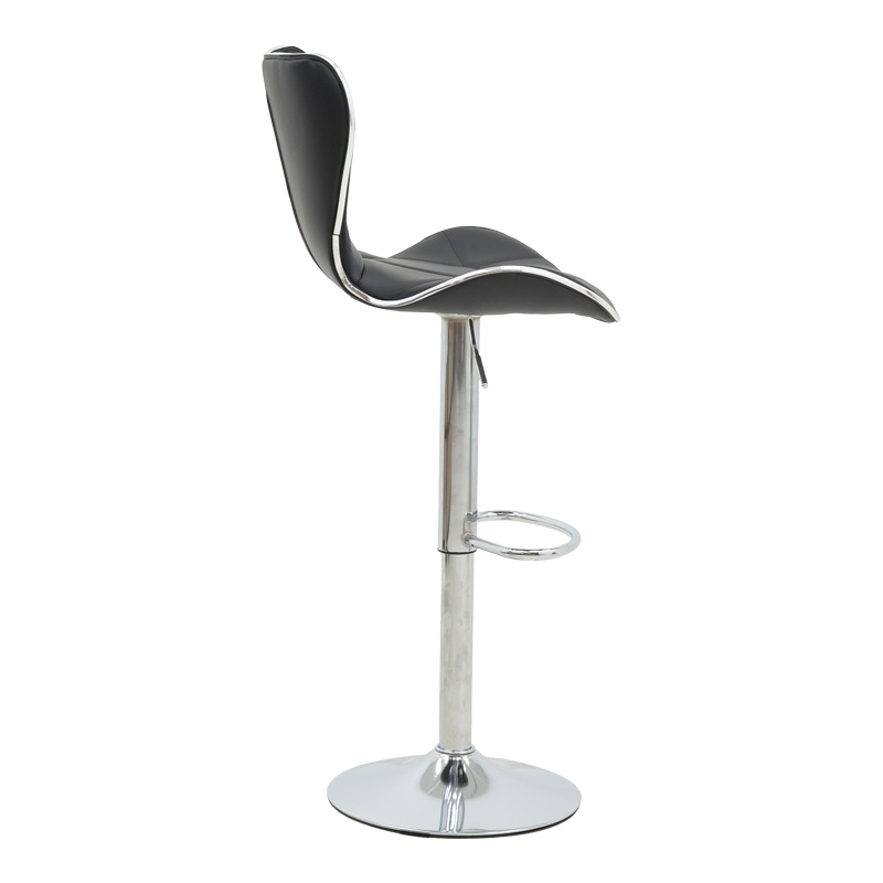 Scaun bar Jorine inaltime ajustabila negru piele ecologica PU si baza cromata 53x44x114 cm - 3 | YEO