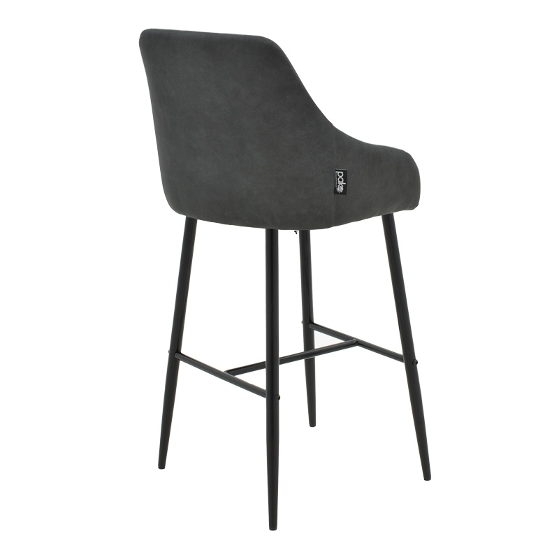 Scaun bar Patrin piele ecologica PU gri inchis picioare metalice negre 49x48x98 cm - 1 | YEO