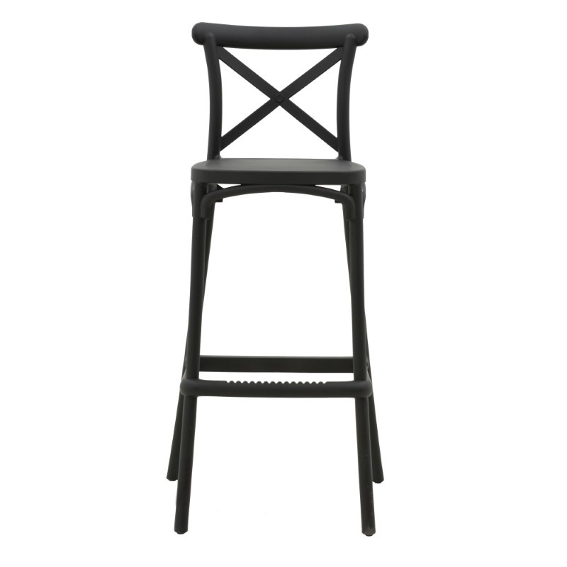 Scaun de bar de grădină Crossie Negru 44x44x113 cm - 3 | YEO