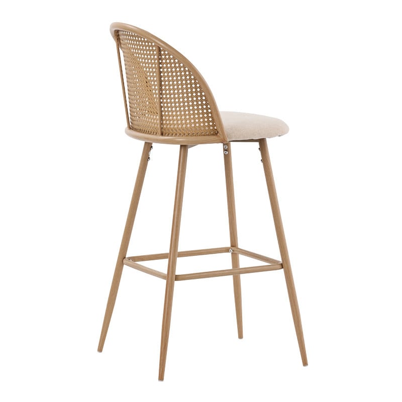 Scaun de bar Kace plastic ratan metal culoare lemn natural 43x55x102cm - 1 | YEO