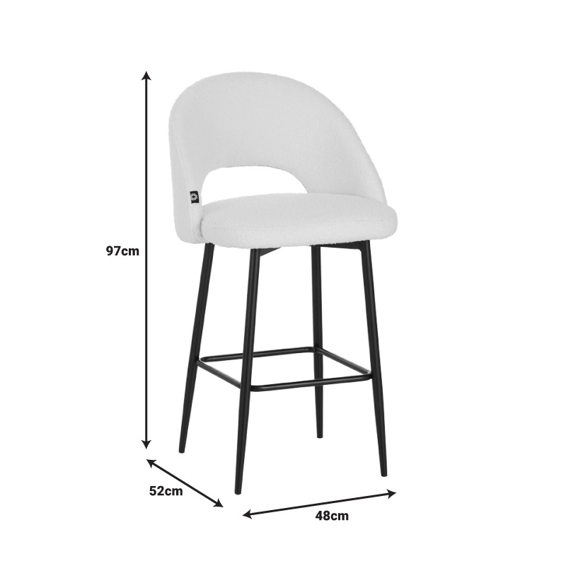 Scaun de bar Masebo, Pako World, Negru, 48x52x97 cm