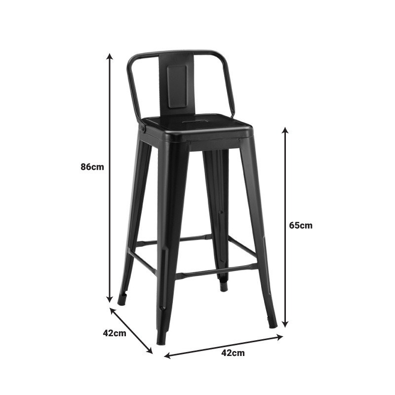 Scaun de bar Utopia, Pako World, Negru, 42x42x86 cm