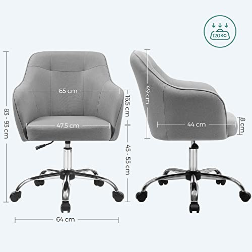 Scaun de birou, Songmics, Gri, 65x69x(83-93) cm - 4 | YEO