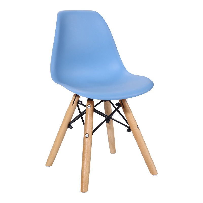 Scaun Julita pentru copii albastru din plastic PP si lemn de fag natural 31x35x57.5 cm