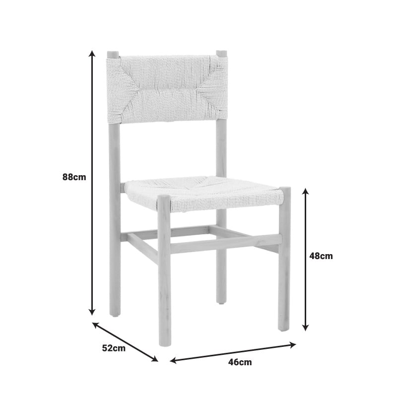 Scaun Oarvine lemn de cauciuc si sfoara naturala 46x52x88 cm