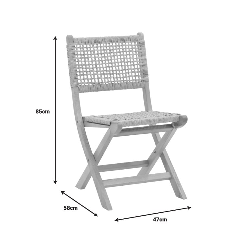 Scaun pliant Xianju din lemn de fag si sfoara in nuanta naturala 47x58x85 cm