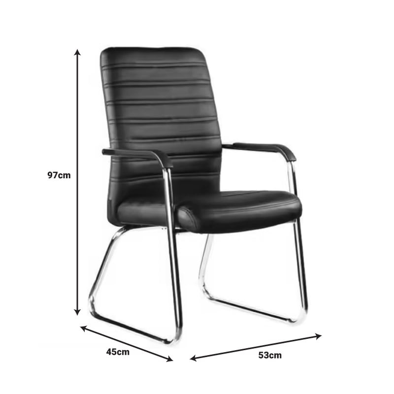 Scaun stivuibil Sefine negru piele ecologica PU picioare cromate 53x45x97 cm - 1 | YEO