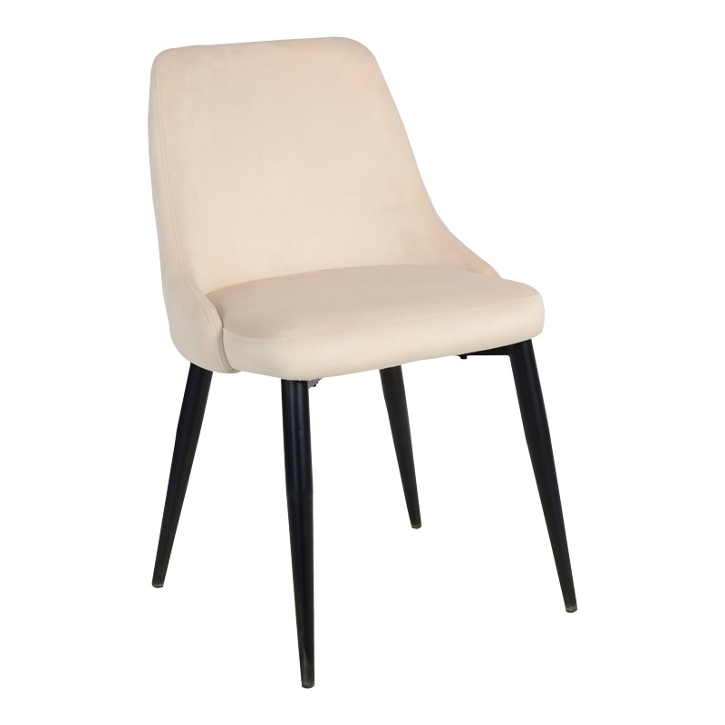 Scaun Zedna, Pako World, Catifea Bej, Picioare negre, 51x58x84 cm