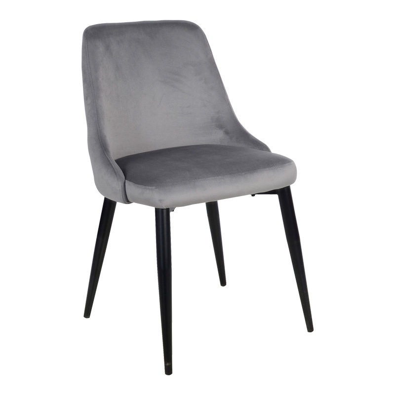 Scaun Zedna, Pako World, Catifea Gri, Picioare negre, 51x58x84 cm