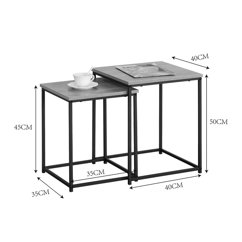 Set 2 bucati Masuta de cafea, Pakoworld, Negru, 40x40x50 cm
