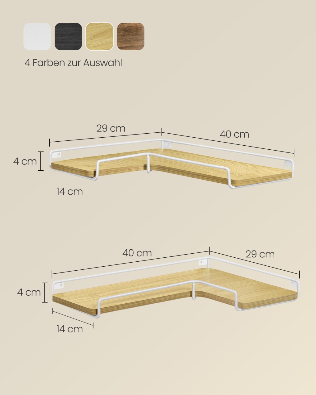 Set 2 rafturi de colt Vasagle Maro 40x29x4 cm - 3 | YEO